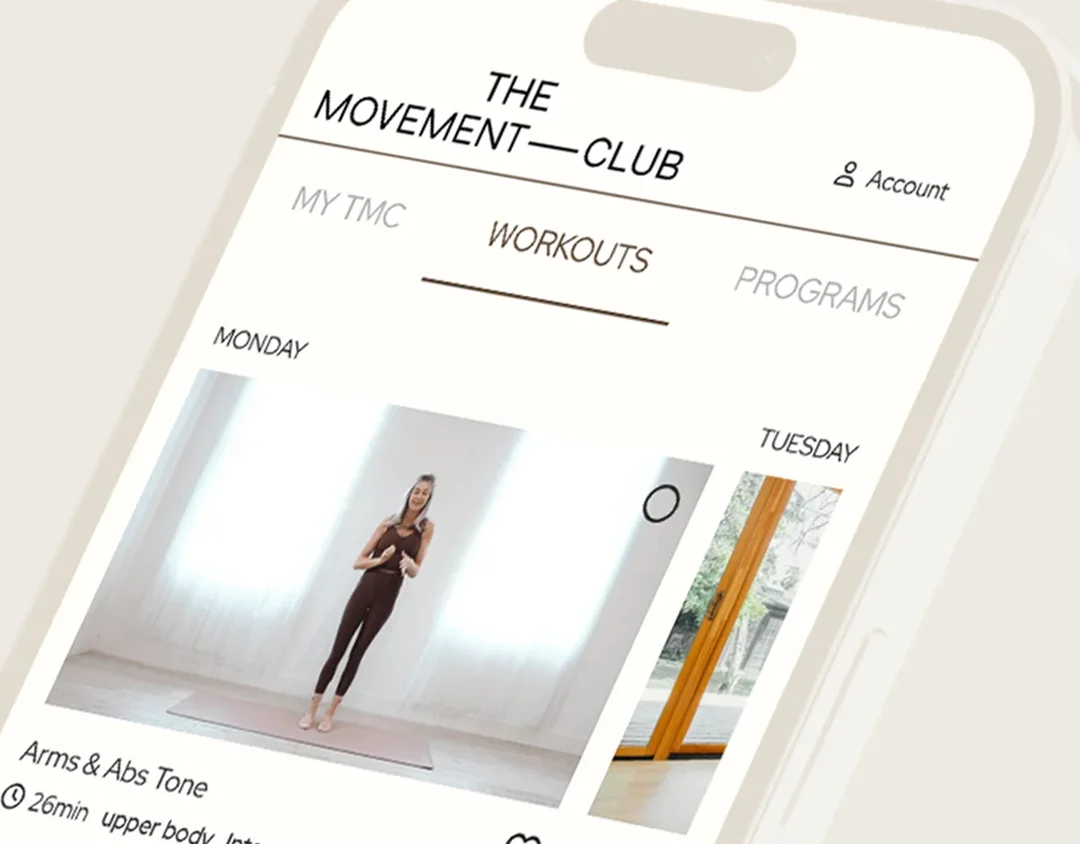 Workout program displayed on a mobile screen